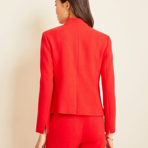 ANN TAYLOR Notched Cutaway Blazer in Doubleweave Candy Red Sz 16 NWT {3Y4} - Picture 2 of 2